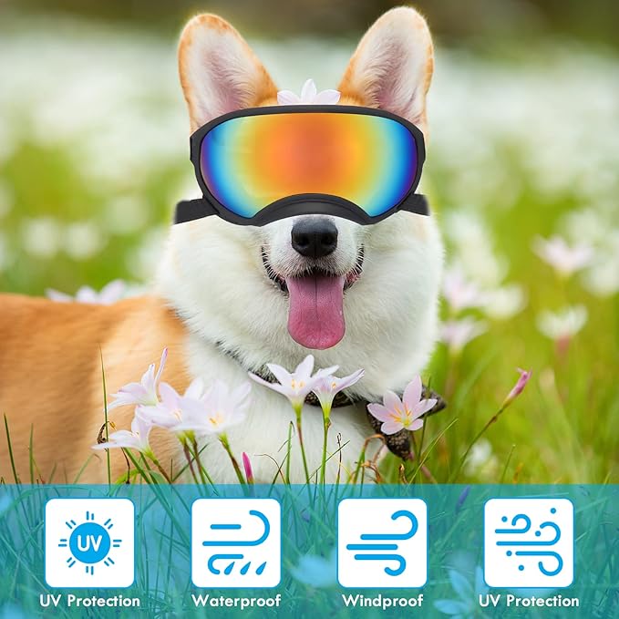 Large Dog Sunglasses with UV Protection and Adjustable Strap for Medium Dogs