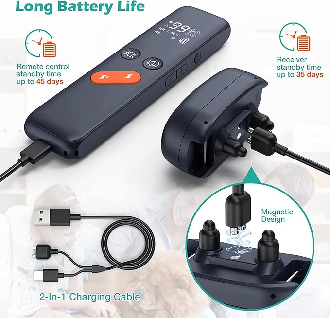 Dog Shock Collar, Electric Dog Training Collar with Remote 2680FT for 2 Dogs, IPX7 Waterproof Vibrating Dog Collar with 4 Training Modes, Rechargeable E-Collar for All Breeds, Sizes