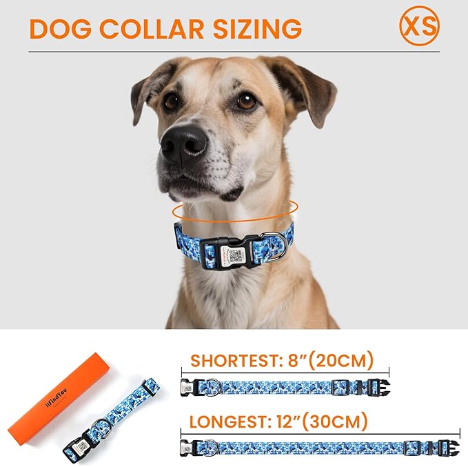 Reflective Dog Collars for Puppy Soft Nylon Camo Blue Sized XS