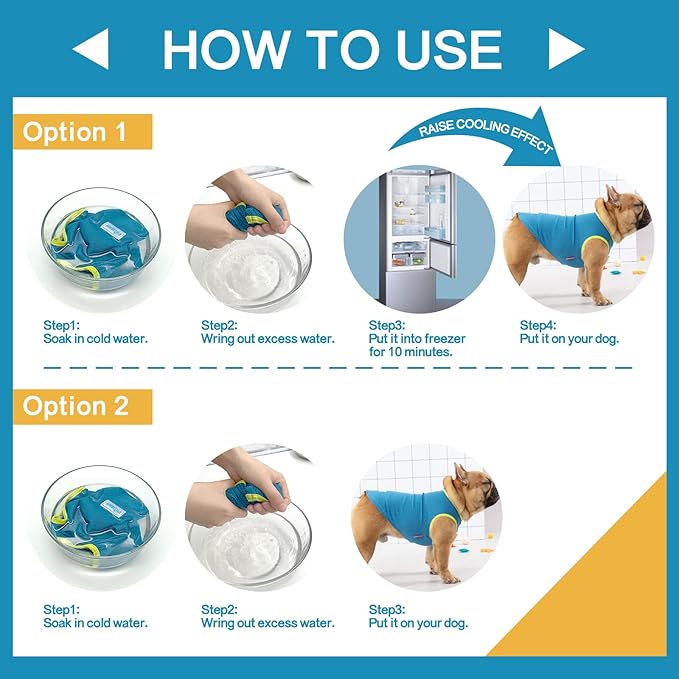 KYEESE 2 Pack Dog Cooling Shirts - Breathable Instant Cooling Vests, Lightweight for Summer Dog Apparel, Blue+Grey, Small