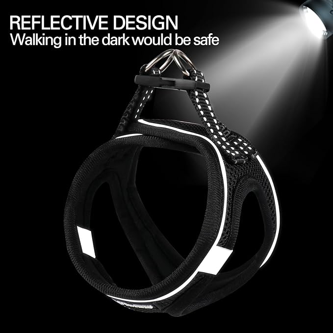 Dog Harness for Small Dogs and Leash Set, Honeycomb Grid, Reflective Lightweight Harness & Anti-Twist Pet Lead (Multi Color, Size: XS-S-M) (S, Black)