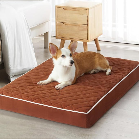 WNPETHOME Orthopedic Dog Bed for Large Dogs - Waterproof with Removable Washable Cover & Anti-Slip Bottom, Egg Crate Foam & Multi-Needle Quilting XL Crate Bed