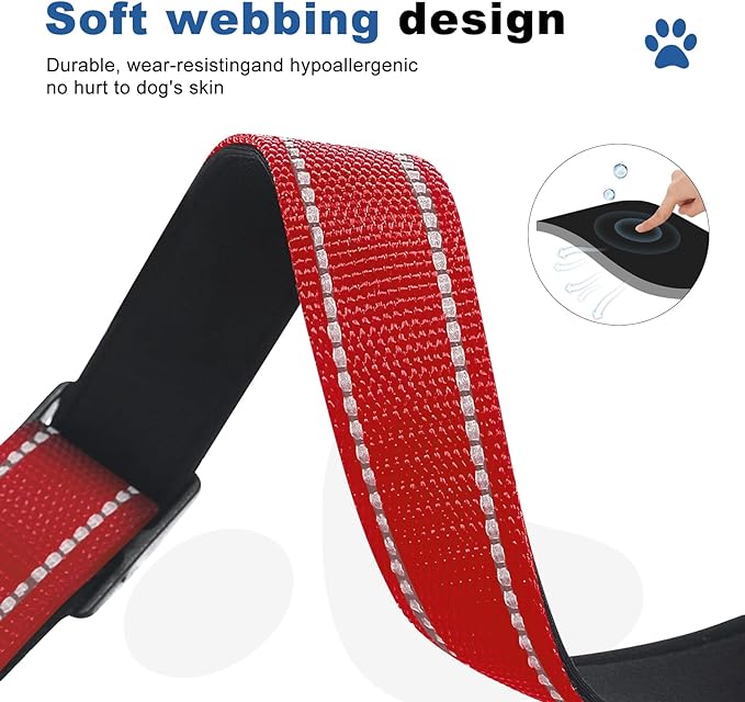 Reflective Martingale Dog Collars. Dog Collar with Quick Release Buckle. Adjustable Soft Padded Breathable Nylon Pet Collar Suitable for Puppies for Small Medium Large Dogs.