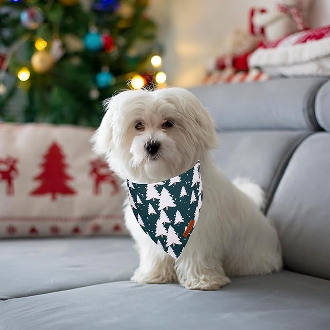 ADOGGYGO Christmas Dog Bandanas 2 Pack, Santa Tree Puppy Christmas Scarf Bib, Premium Durable Fabric, Pet Holiday Bandanas for Small Dogs (Small)