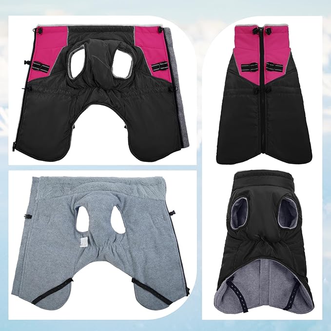 ROZKITCH Dog Jacket for Cold Weather, Dog Coat for Autumn Winter with Turtleneck, Pet Clothes with Adjustable Buckles, Soft Warm Pet Clothing with Reflective Strip for Medium Large Dogs Black L