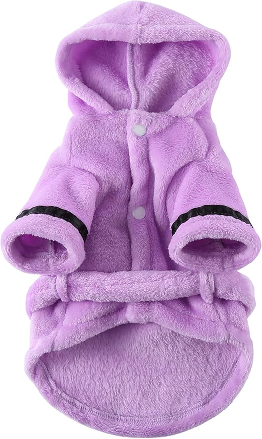 Petyoung Pet Bathrobe Dog Pajama Thickened Hooded Bathrobe Quick Drying and Super Absorbent Dog Bath Towel Soft Pet Nightwear for Puppy Small Dogs Cats