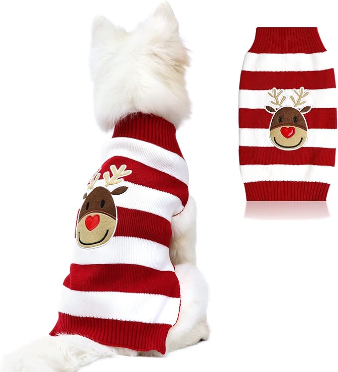 NACOCO Dog Reindeer Sweaters Dog Sweaters New Year Christmas Pet Clothes for Small Dog and Cat (Red, Small)