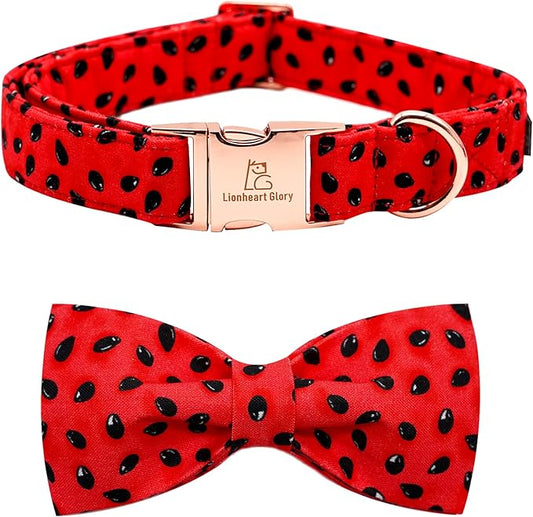Lionheart glory Dog Collar, Watermelon Dog Collar with Bow, Summer Dog Bowtie Collar Cute Pet Collar Gift for Large Dog
