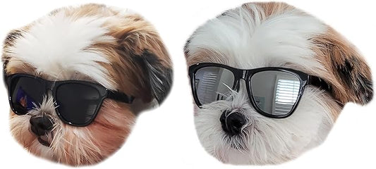 G014 Dog Cat Pet 80s Sunglasses Goggles for Small Breeds up to 15lbs (2-Pack Black+ Black-Mirror)