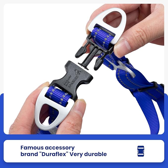 EXCELLENT ELITE SPANKER No Pull Dog Harness Adjustable Nylon Step-in Easy Pet Vest Chest Strap with Reflective and Leash Ring for Small Medium Large Breed Dogs Training Walking(Blue-S)