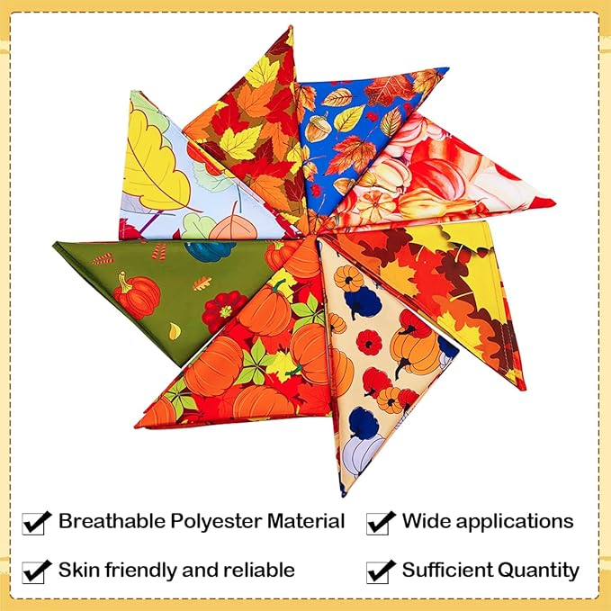 50PCS Large Dog Bandanas Fall Large XL Big Dog Breed Bulk Pumpin Harvest Leaves Forest Autumn Pattern Kerchief Triangle Bibs Head Scarves Scarfs for Boys and Girls Grooming Accessories Costume