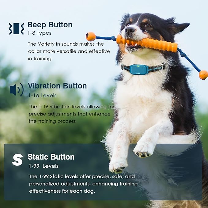 Dog Training Collar, Waterproof Remote Dog Collar with 3 Modes: Beep, Vibration, Safe Static,1600Ft Range, Rechargeable, Adjustable E-Collar for Small Medium Large Dogs