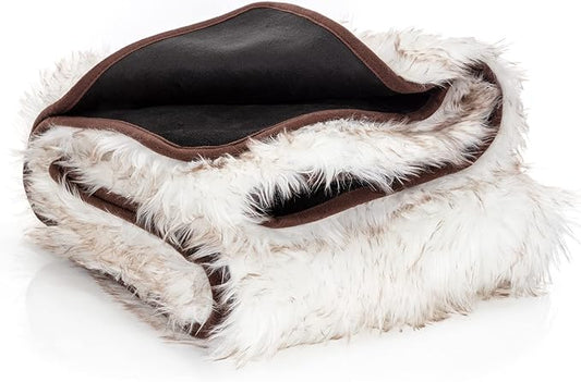 Waterproof Faux Fur Dog Blanket - Waterproof Dog Blanket for Bed, Couch or Dog Crate - White [50"x60"]