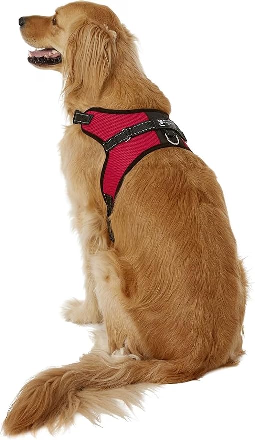 No Pull Reflective Adjustable Dog Harness with Handle- Comfortable Soft All Weather Mesh, Easy On Puppy Harness for Small Medium and Large Dogs (Red) X-Large