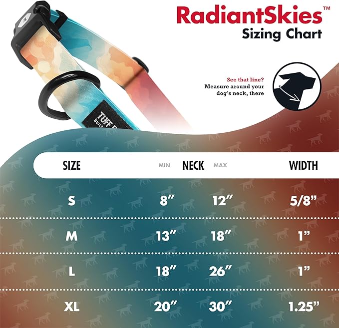 Tuff Pupper Premium Adjustable Dog Collar for Large Girl Dogs, Stylish Pattern Collars Designed in USA, Quick Release Buckle, RadiantSkies Print for Female Dogs, Large (1 Inch Wide x 18-26 Inch Neck)