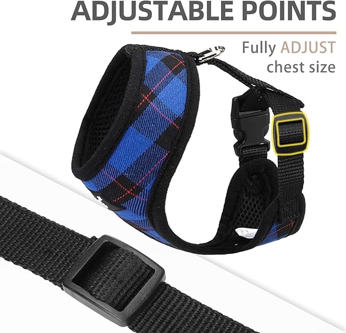 PUPTECK Soft Mesh Dog Harness and Leash Set Pet Puppy Cat Comfort Padded Vest No Pull Harnesses, Navy Blue, XS
