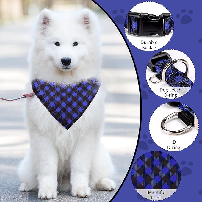Dog Collars and Bandanas - Soft Adjustable Fancy Floral Boys Girls Puppy Collar for Small Medium Large Dogs.