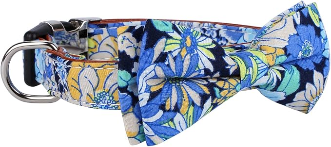 Faleela Cute Soft Girl Dog Collar with Bow, Bowtie Dog Collar for Boy,Detachable Adjustable Collar for Small Medium Large Pet