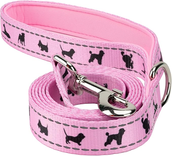 EcoBark Dog Leash - Soft & Reflective Comfort Training Leashes with Padded Handle - Strong Durable Heavy Duty - Training and Pulling for Small, Medium or Large Dogs (Baby Pink)