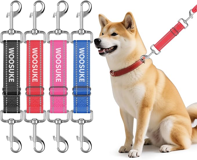 4 Pack Prong Collar Safety Clips, Nylon Colorful Dog Safety Clip for Prong Collar, Adjustable Leash Connector, Double Ended Backup Clasp for Dog Harness