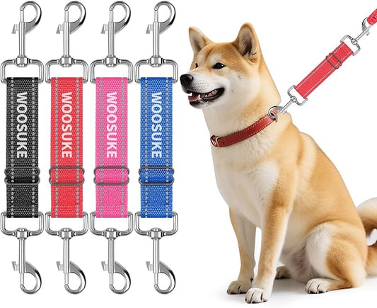 4 Pack Prong Collar Safety Clips, Nylon Colorful Dog Safety Clip for Prong Collar, Adjustable Leash Connector, Double Ended Backup Clasp for Dog Harness