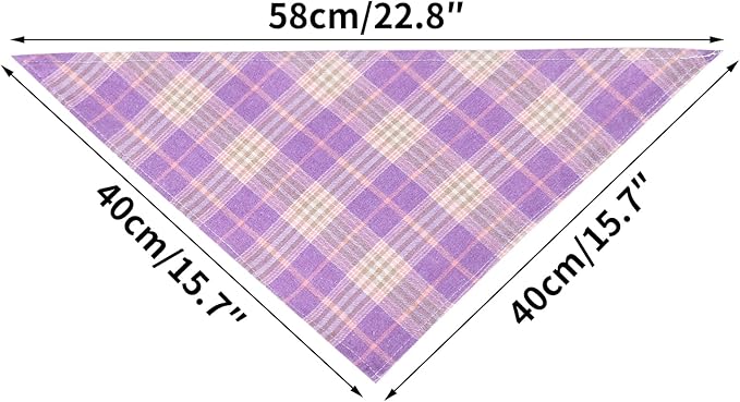Segarty 30 Pack Triangle Dog Bandanas, 22.8"x15.7" Plaid Bibs Washable Pet Scarf Accessories Bulk for Small Medium Dogs Cats Large Puppy, Adjustable Reversible Boy Pets Birthday Kerchief