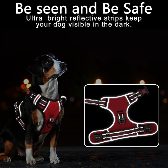 Timos Dog Harness,NO Need Go Over Dogs Head 3 Snap Buckles Pet Harness with 2 Leash Clips,Adjustable Soft Padded No-Pull,Reflective No-ChokeOxford Vest for Small Medium Large Dogs,X-Large (Pack of 1)