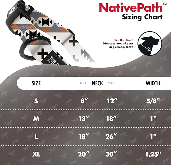 Tuff Pupper Premium Adjustable Dog Collar for Large Boy & Girl Dogs, Stylish Pattern Collars Designed in USA, Quick Release Buckle, NativePath Print, Large (1 Inch Wide x 18-26 Inch Neck)