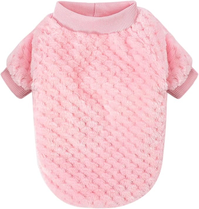 Dog Sweater, 2 Pack Dog Sweaters for Small Medium Dogs or Cat, Warm Soft Flannel Pet Clothes for Dogs Girl or Boy, Dog Shirt Coat Jacket (Small, Pink+Purple)