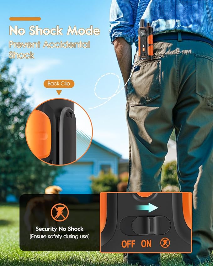 Dog Shock Collar,4200FT Dog Training Collar with Remote,IPX8 Waterproof E-Collar with Beep,Vibration,Shock,Flash Light,No Shock Mode,Electric Shock Collar for Small Medium Large Dog,Orange