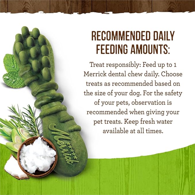 Merrick Fresh Kisses Natural Dental Chews Infused With Coconut And Botanical Oils For Medium Dogs 25-50 Lbs - 30 ct. Box