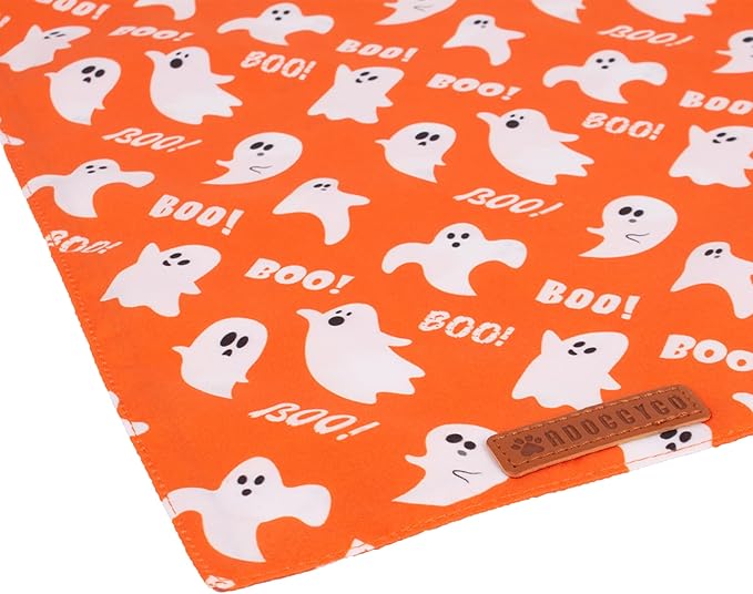 ADOGGYGO Halloween Dog Bandana, Spider Web Ghost Pet Scarf, Premium Durable Fabric, Orange Halloween Bandanas for Extra Large Dogs Pets (X-Large)