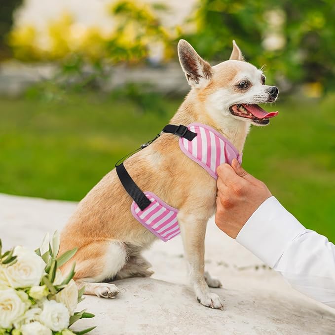 Kuoser Dog Tuxedo Harness, Adjustable Dog Harness No Pull for Small Medium Dogs, Dog Wedding Suit with Bow Tie Party Costume Pink XXS