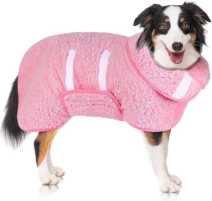 Dog Bathrobe Super Absorbent Dog Towels for Drying Dogs Large Quick Drying Dog Robes for After Bath Soft Dog Drying Towel Adjustable Dog Drying Coat to Keep Dog Warm(S-XXL)