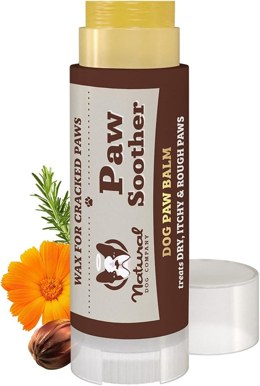 Natural Dog Company Paw Soother Balm & Wax for Dogs, Moisturizing Relief for Dry, Cracked Paws, Lick-Safe, Repairs & Heals, Protects Against Extreme Weather, Coconut Oil & Vitamin E, 0.15oz Stick