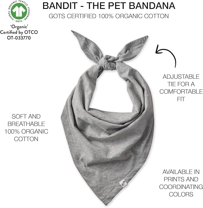 Multipack 100% Organic Cotton Pet Bandanas for Small, Medium and Large Dogs, Fair Isle, Medium/Large