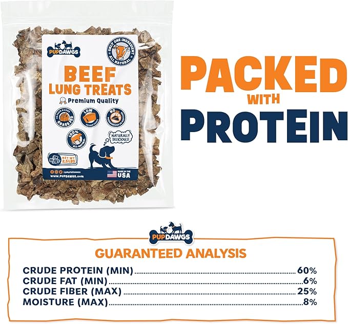 Dried Beef Lung Dog Treats Made in The USA | Healthy Dog Training Treats | Low Calorie | Natural Dehydrated Dog Treats | (2.5 lb Package)