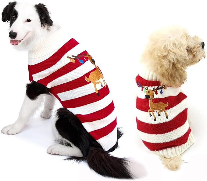 NACOCO Dog Sweater Pet Christmas Elk Bells Sweaters Halloween Reindeer for Small Dog and Cat(Red,XXL)
