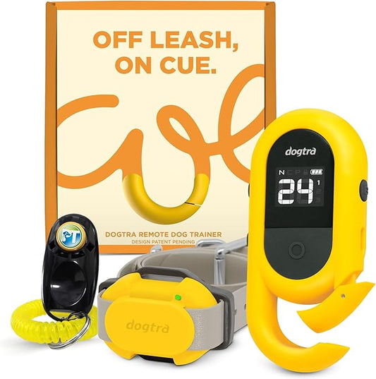 Dogtra CUE Remote Dog Training E-Collar for Small, Medium and Large Dogs - Range of 400 Yards, Waterproof, Vibrating, Rechargeable Correction Ecollar, 24 Training Levels, W/PetsTEK Clicker (1 Dog)