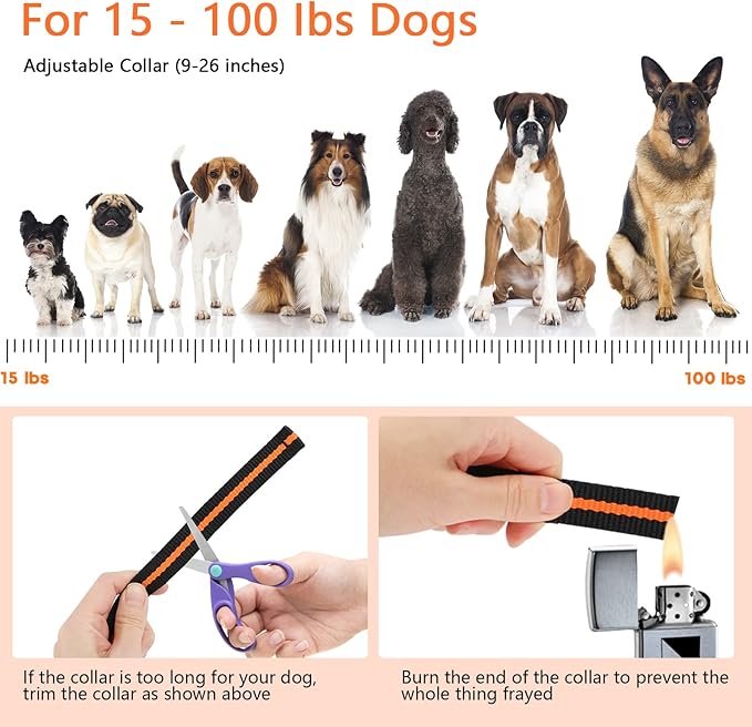 Dog Training Collar, IPX7 Waterproof Dog Shock Collar with Remote Range 1300ft, 3 Training Modes, Beep, Static, Vibration, Rechargeable Electric Training Collar for Small Medium Large Dogs