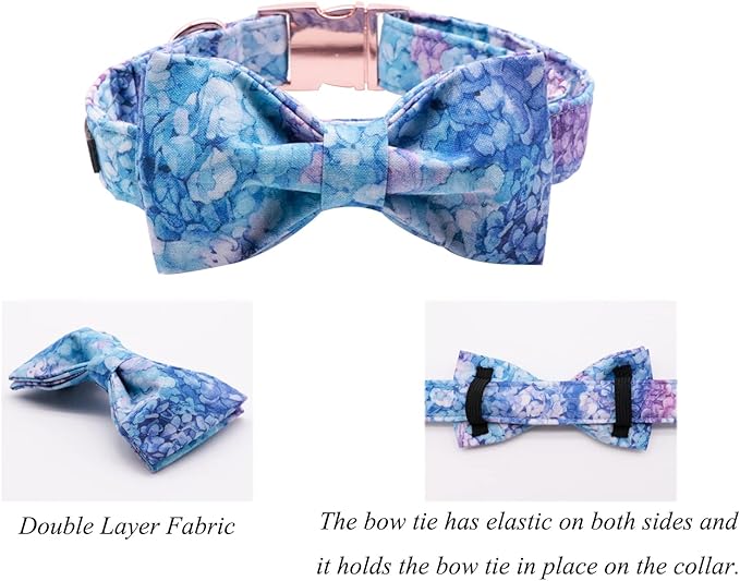 Lionet Paws Dog Collar with Bowtie, Flower Bowtie Collar for Girl,Adjustable Comfortable Dog Collar Gift for Puppy Small Medium Large Dog