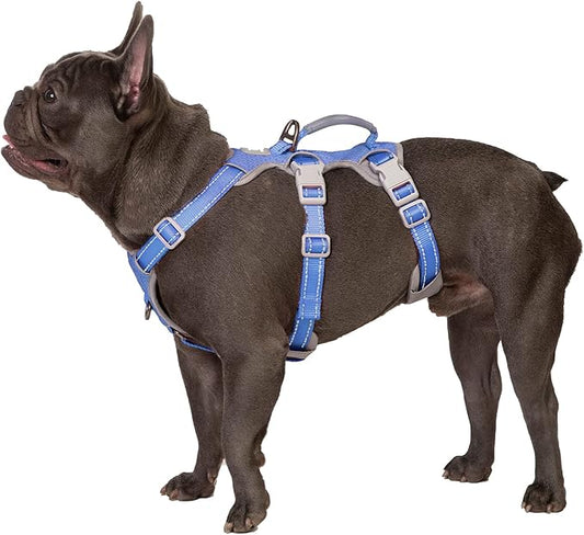 Escape Proof Harness, No Slip Dog Harness Escape Proof,Fully Reflective Harness with Handle, Breathable,Durable, Adjustable Vest for Medium Dogs Walking,Training,and Running Gear(Vista Blue,M)