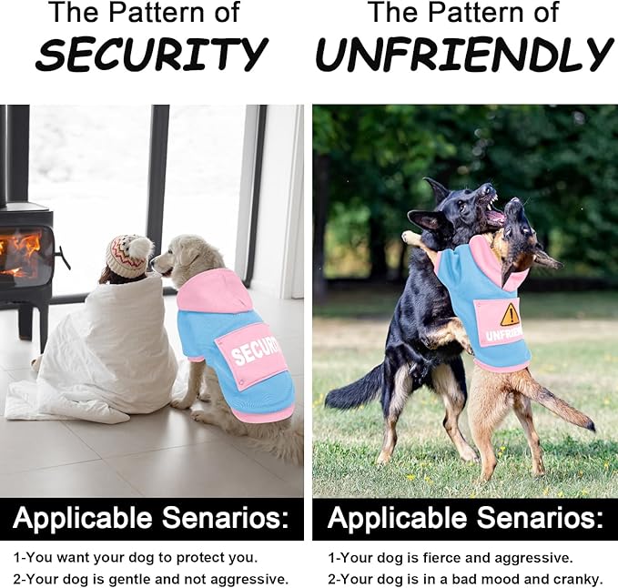 GreenJoy Magic Dog Hoodie with 4 Interchangeable Patterns - Dog Sweater Cold Weather Dog Coat Hooded Sweatshirt for Puppies,Cats, Small Medium Large Dogs (Blue and Pink (Letter Print A), X-Large)