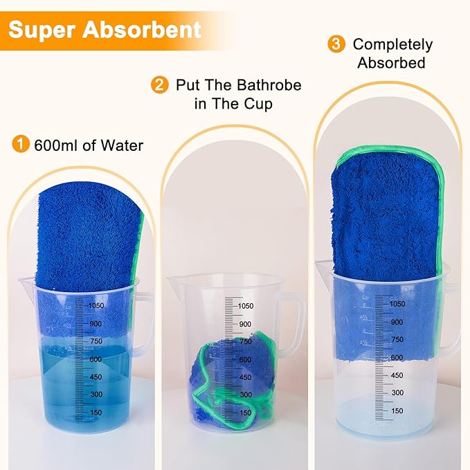 Super Absorbent Dog Bathrobe Towels - Large Soft Robes for After Bath Adjustable Coat to Keep Dog Warm (S-XXL)