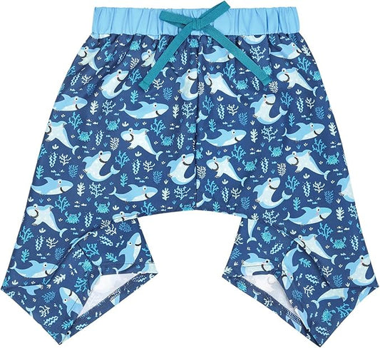 HDE Dog Swim Trunks Hawaiian Board Shorts Beach Pool Swimsuit for XS to XXL Dogs Blue Sharks - S