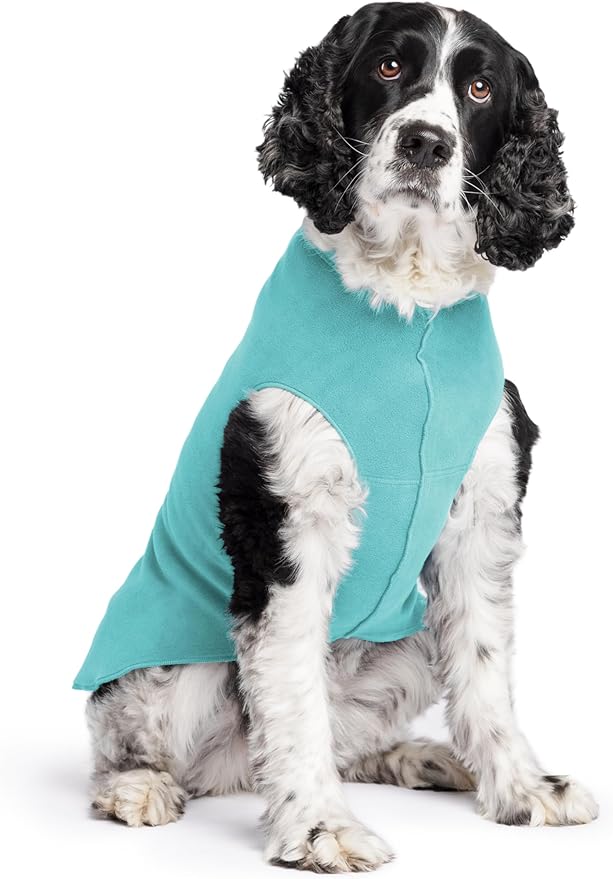 Stretch Fleece Dog Coat, Stretchy Pet Sweater, Machine Washable Pullover for Winter and Fall, Turquoise, 20