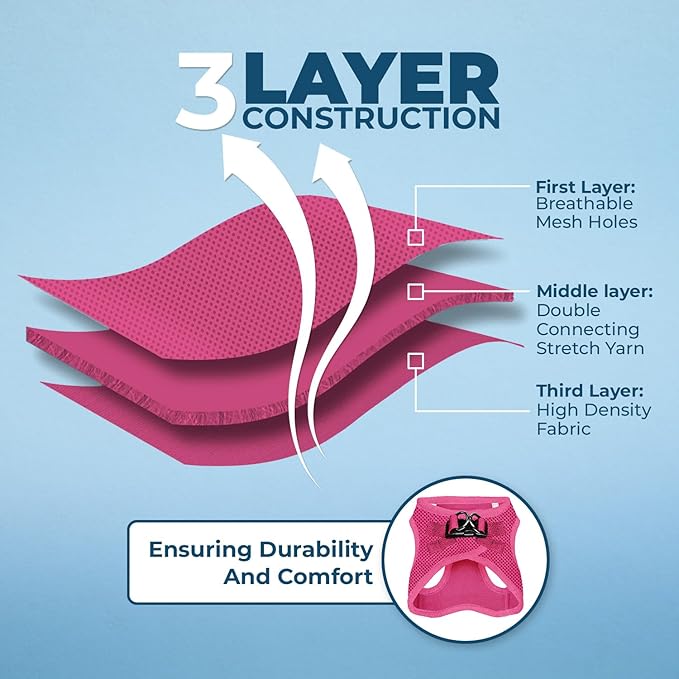 Voyager Step-in Air All Weather Mesh Harness and Reflective Dog 5 ft Leash Combo with Neoprene Handle, for Small, Medium and Large Breed Puppies by Best Pet Supplies - Set (Fuchsia), XL