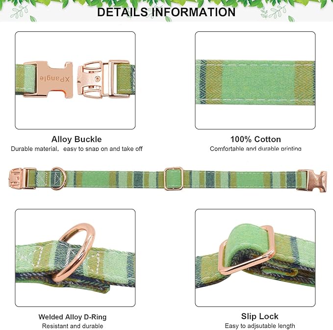 Metal Buckle Dog Collar, Durable Adjustable Dog Collar Soft for Small Medium Large Dogs (Green, L(15-23in)