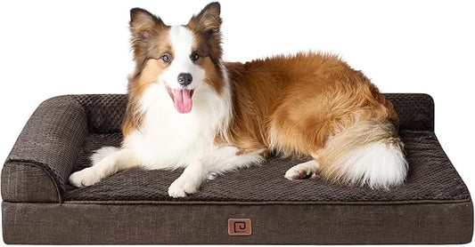 EHEYCIGA Memory Foam Dog Bed XLarge Sized Dogs, Extra Large Dog Bed Orthopedic with Washable Removable Cover, Waterproof XL Pet Bed Couch for Crate, 41x27x6 Inches, Brown