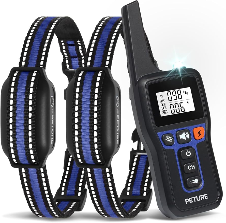 Dog Bark Collar with Remote, 2-in-1 Automatic Anti Bark Collar with Beep Vibration Static and Auto Bark Mode, IPX7 Waterproof & 3300Ft Dog Training Collar for 7-120lbs Small Medium Large Dogs (2 Pack)